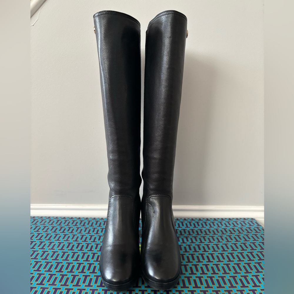 Tory Burch Black Leather Knee-High Boots